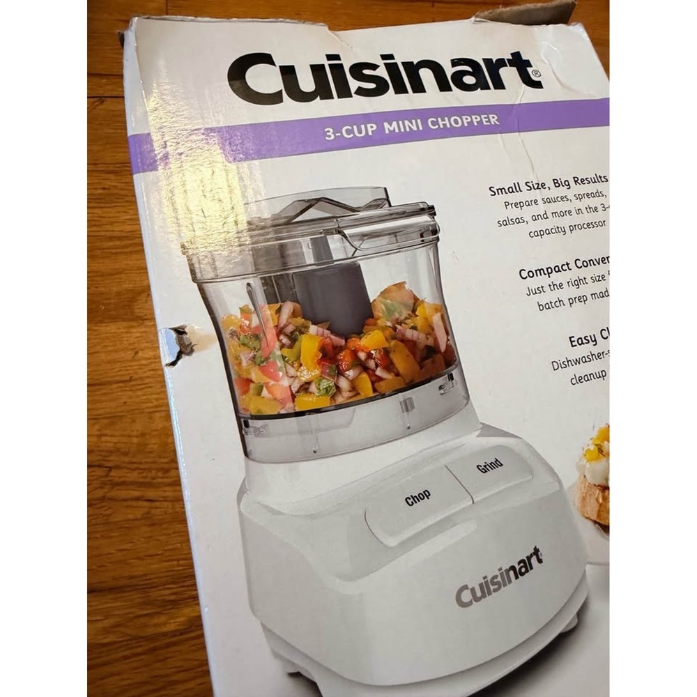 Cuisinart Mini Chopper Food Processor 3-Cup White New Auto-Reversing Blade